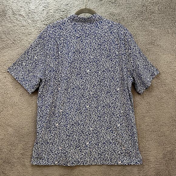 Tori Richard Men's XL Short Sleeve Button Up Shark Design Blue White Beach - Picture 10 of 11